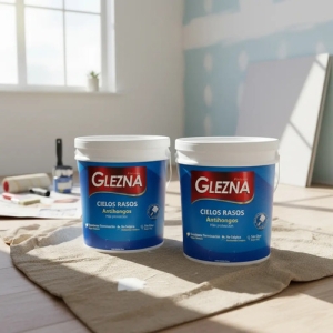 Pintura Glezna Cielos Rasos 18+18l Antihongos Latex Promo!! Blanco Mate