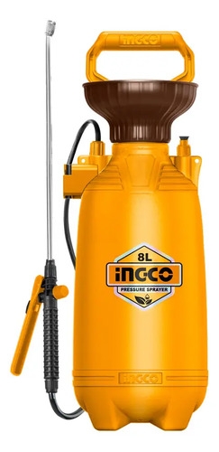Pulverizador Fumigador 8lt Manual Ingco 2.5bar Naranja Claro