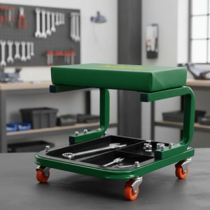 Asiento Con Ruedas 360 Para Taller Jadever 110kg Laqueado Verde Musgo