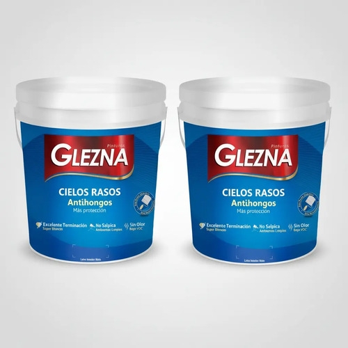 Pintura Glezna Cielos Rasos 18+18l Antihongos Latex Promo!! Blanco Mate - Imagen 2