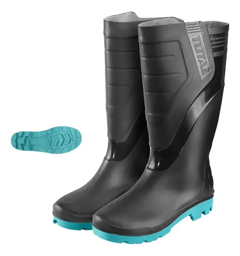 Botas De Lluvia Negras Total Pvc Reforzadas Unisex Caña Alta Negro 39 - Imagen 2