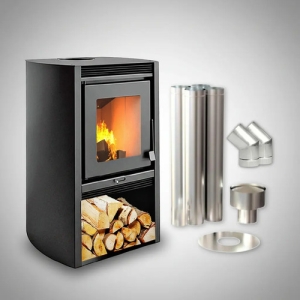 Calefactor Leña Doble Comb Ecologico 52 Mt2 + Kit Pared