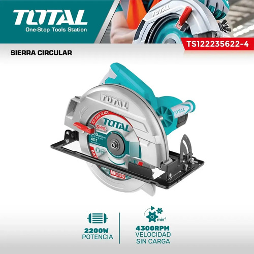 Sierra Circular Eléctrica Total Ts122235622-4 235mm 2.2kw Turquesa 50hz/60hz 50 Hz/60 Hz - Imagen 4