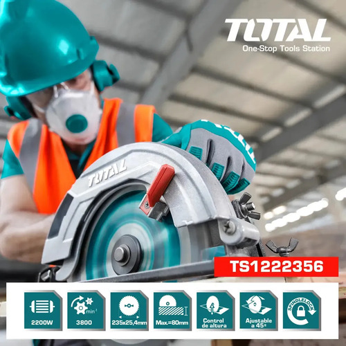 Sierra Circular Eléctrica Total Ts122235622-4 235mm 2.2kw Turquesa 50hz/60hz 50 Hz/60 Hz - Imagen 9