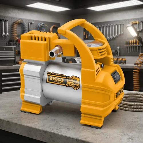 Compresor Inflador Ingco Conecta A Auto 10 Bar Color Naranja Frecuencia 10a Naranja Claro - Imagen 3