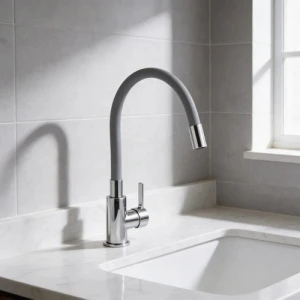 Grifería Monocomando De Cocina Para Mesada Pico Flexible Gris Mate