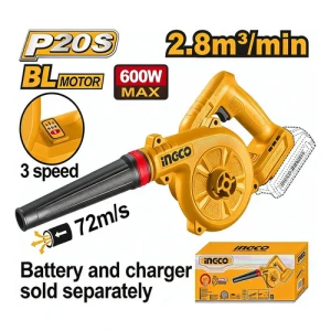 Sopladora A Bateria 20v 2.8m3/min S/bateria Ingco Cabli2068 Naranja Oscuro