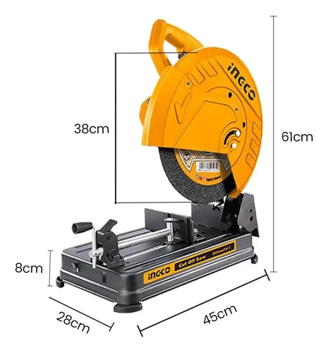Tronzadora 3900rpm 14 Pulgadas 2400w Ingco Cos243558 Color Amarillo - Imagen 5