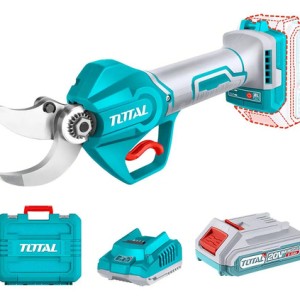 Tijera De Poda Inalámbrica Total 20v - Motor Brushless, Sin Carbones - Capacidad De Corte 3cm - Con 1 Batería 2.0ah Litio-ion, Cargador Y Maletín Plástico - Tssli203083 Turquesa