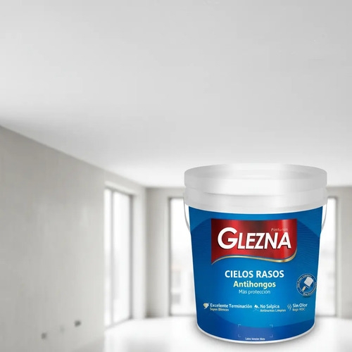 Pintura Glezna Cielos Rasos 18+18l Antihongos Latex Promo!! Blanco Mate - Imagen 8