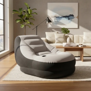 Sillón Con Apoya Pies Inflable Intex 68564 Con Porta Vaso Gris