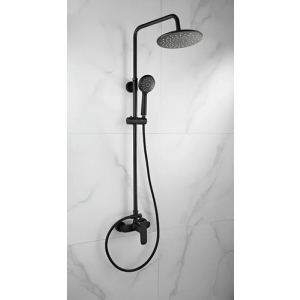 Barra Columna De Ducha Negro Mate Redondo 1.20