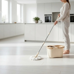 Set Kit Mopa Con Balde De Plástico Wadfow Blanco