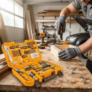 Set Kit De 175 Herramientas Manuales En Valija Ingco Naranja Oscuro
