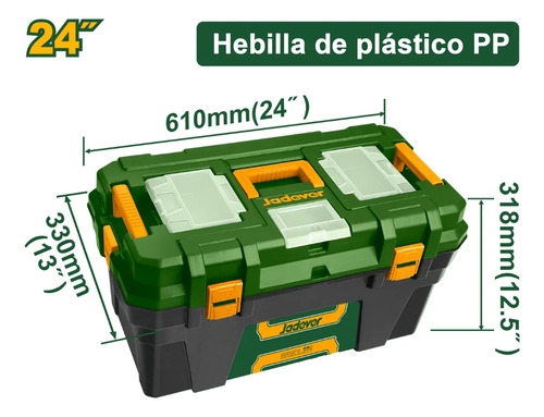 Caja Para Herramientas Plastico 24 Jadever Verde Musgo - Imagen 2