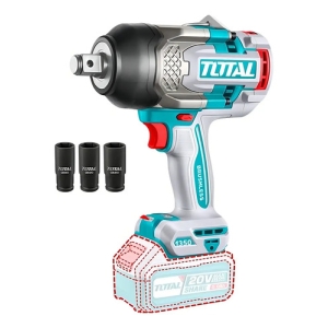 Llave, Pistola De Impacto Inalámbrica Total 20v Industrial - Motor Brushless, Sin Carbones, Encastre 3/4'', Torque 1350nm - Con 3 Dados - No Incluye Batería Ni Cargador - Tiwli201351 Turquesa