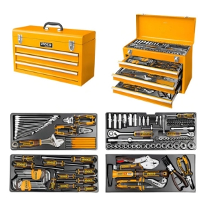 Set De 132 Herramientas En Valija Metalica Ingco Amarillo