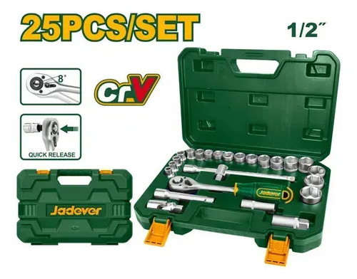 Set Tubos Y Llaves Crique 1/2 25 Piezas Industrial Jadever Verde - Imagen 2