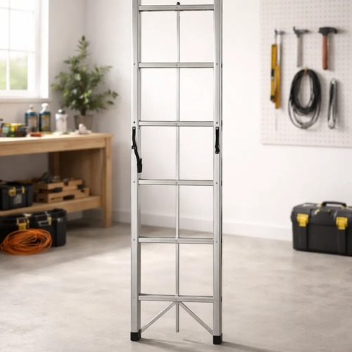 Escalera Aluminio Plegable Compacta 10 Esc 3m Hasta 150kg Blanco