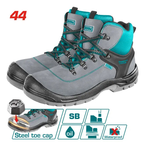 Zapato Bota Seguridad Cuero Con Punta De Acero Total T 44 Gris 44 - Imagen 2