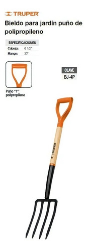 Pala Cavar Tierra Bieldo De 4 Dientes Truper Bj-4p - Imagen 5
