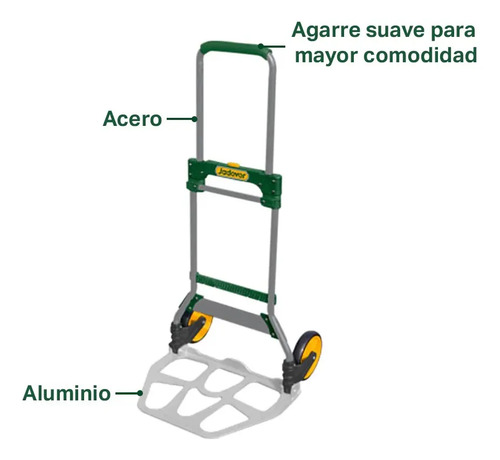 Carro Carga Multiuso De Mano 100kg Plegable Jadever Jdwb9a10 Gris - Imagen 5