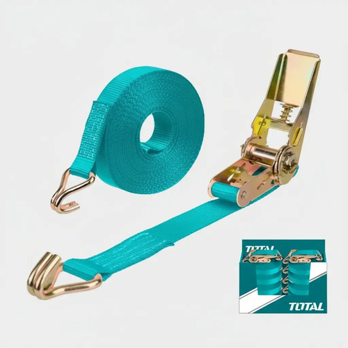 Cinta Correa Amarre Catraca Total 2ton 10mt Largo 35mm Ancho Turquesa