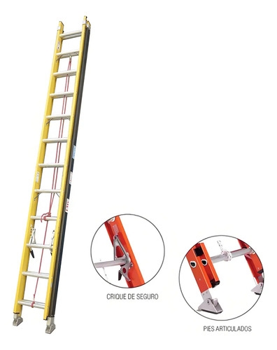 Lh Escalera Colisa 24 Escalones Fibra De Vidrio Lh-2267 Color Amarillo - Imagen 2