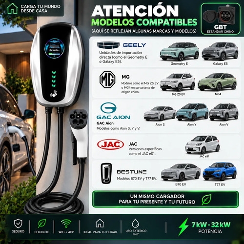 Wallbox Cargador Auto Eléctrico Regulable 7kw-32a Wifi Gbt - Imagen 3