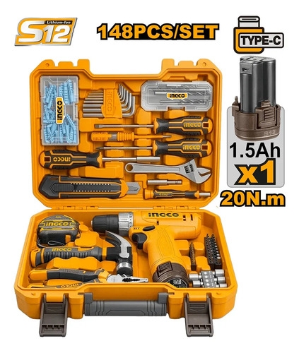 Kit De Destornilladores Ingco 148 Piezas 12 V P20s 20 Nm - Imagen 2