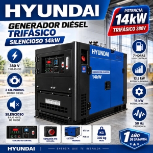 Generador Diésel Trifásico Hyundai 14kw 380v Silencioso