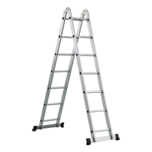 Escalera Aluminio Multiproposito 2x7 Escalones 4mt Total Plateado