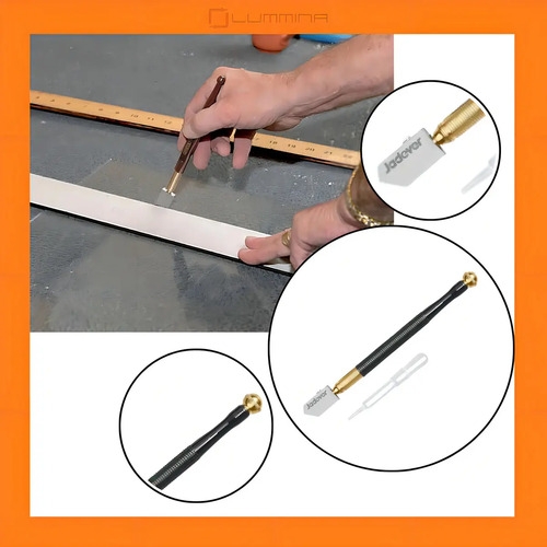 Corta Vidrio Lapiz Hierro Negro Con Tubo Succion Jadever - Imagen 2