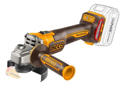 Amoladora Angular A Bateria 20v 115mm S/bat Ingco + Discos Naranja 50 60 - Imagen 3
