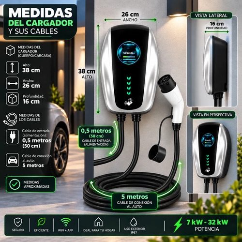 Wallbox Cargador Auto Eléctrico Regulable 7kw-32a Wifi Gbt - Imagen 2
