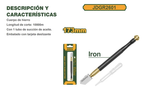 Corta Vidrio Lapiz Hierro Negro Con Tubo Succion Jadever - Imagen 5