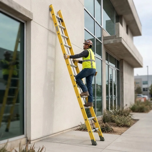 Escalera Extensible Colisa Fibra Vidrio 20 Peldaños 6mt Alto Amarillo