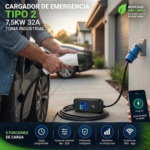 Cargador Auto Eléctrico Tipo 2 7.5kw 32a Toma Schuko Wifi - Imagen 7