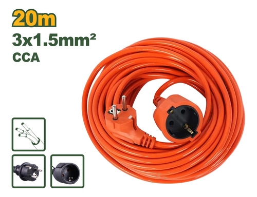 Alargue 10m 15m 20m 25m Enchufe Conector Schuko 3x1.5mm 20 Metros 3x1.5 - Imagen 2