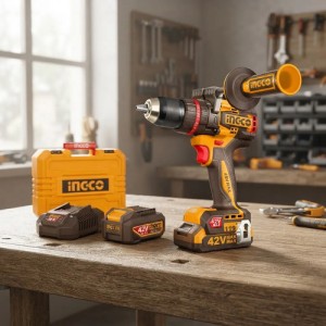 Taladro Percutor Inalámbrico Ingco 42v 119n.m Con 2 Baterías Amarillo 50hz/60hz