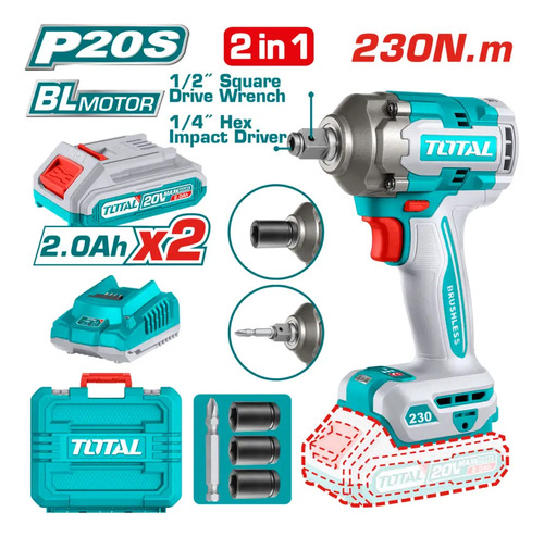 Llave Atornillador De Impacto Total 20v Brushless C/bateria Turquesa 50-60 - Imagen 3