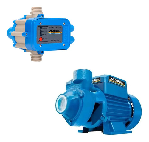 Kit Bomba Eléctrica Periférica 1/2hp + Presurizador De Agua Azul