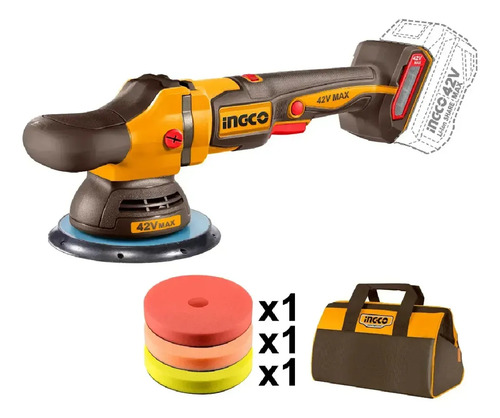 Lustra Pulidora A Bateria 42v Brushless 150mm C/accesorios Naranja Claro - Imagen 3