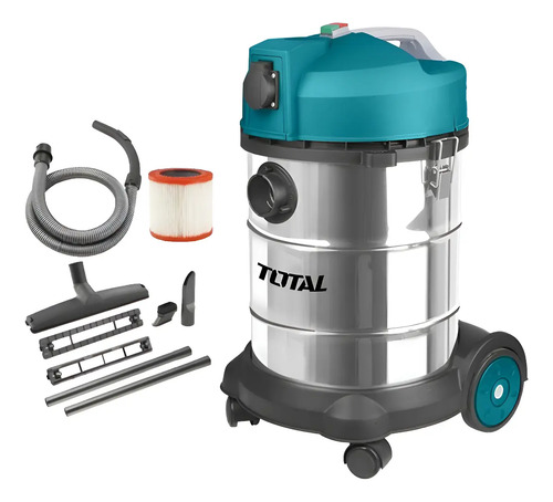 Aspiradora Industrial 1400w Total 30l Seco Humedo Acero Inox Turquesa - Imagen 7
