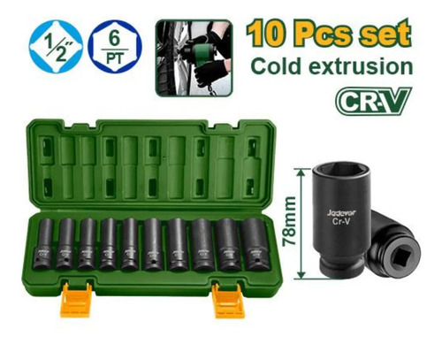 Set 10 Dados De Impacto Profundo Jadever Jdms2d02 Negro - Imagen 2
