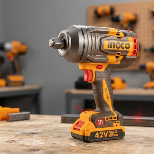 Llave De Impacto 42v M42 1360nm 3/4 2 Baterias 2.5ah Ingco Amarillo 50hz/60hz - Imagen 3