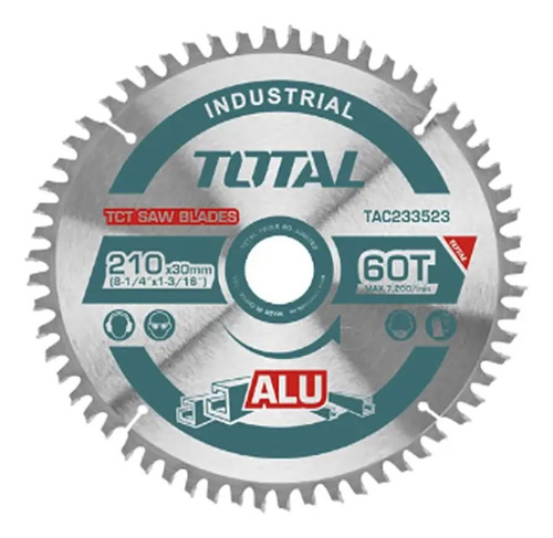 Disco De Corte Para Aluminio 210mm 60 Diente Total Tac233523 Plateado - Imagen 3