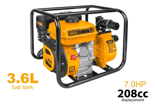 Motobomba Nafta 7.0 Hp Ingco 550l/min Gwp202 Succión 50mm - Imagen 5