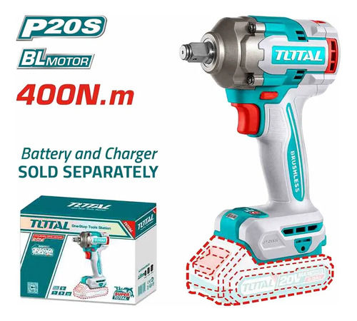 Llave Impacto 400nm S/carb S/bat Total Tiwli20401 Industrial Turquesa 50 Hz / 60 Hz - Imagen 2