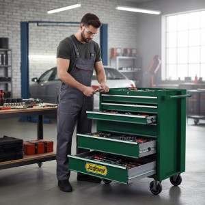 Gabinete Para Herramientas Móvil Jadever 7 Estantes Verde Oscuro